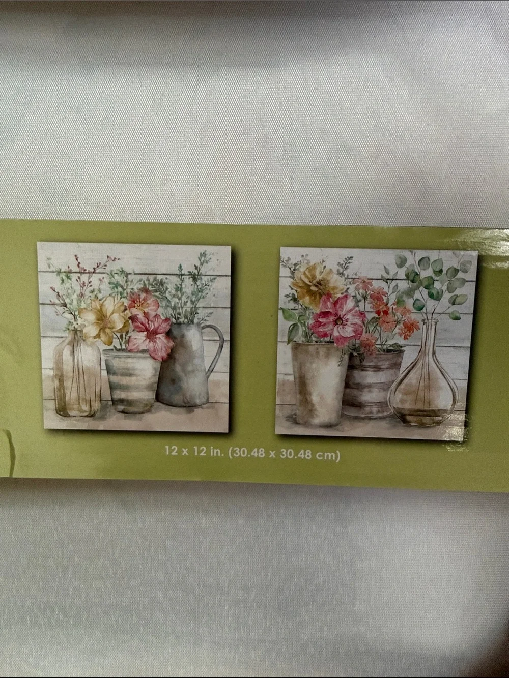 Willow Spring 2-Piece Hand Embellished Floral Canvas Set - 12x12
